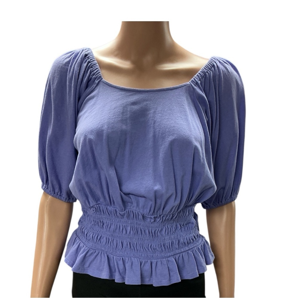 LOFT - EC - Lavender Smocked Puff Sleeve Blouse